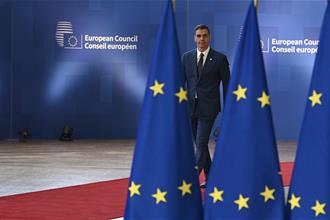17/04/2024. Pedro Sánchez attends the meeting of the European Council. The President of the Government, Pedro Sánchez, upon his arrival at t...