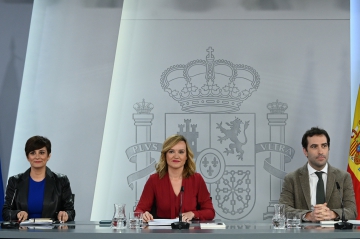19/03/2024. Isabel Rodríguez, Pilar Alegría y Carlos Cuerpo comparecen en rueda de prensa tras el Consejo de Ministros