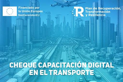 Cartel Cheque Capacitación Digital en el Transporte.