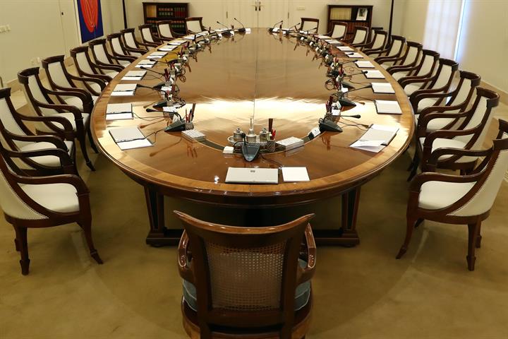 Sala de reunión del Consejo de Ministros en La Moncloa.