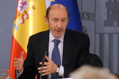 20/05/2011. Consejo de Ministros: vicepresidente Alfredo Pérez Rubalcaba. El vicepresidente primero, ministro del Interior y portavoz del Go...