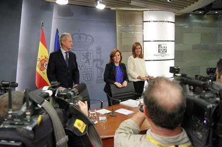 7/03/2014. Consejo de Ministros: Sáenz de Santamaría, Mato y Morenés. La ministra de la Presidencia, vicepresidenta y Portavoz del Gobierno,...