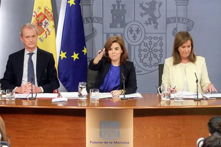 7/03/2014. Consejo de Ministros: Sáenz de Santamaría, Mato y Morenés. La ministra de la Presidencia, vicepresidenta y Portavoz del Gobierno,...