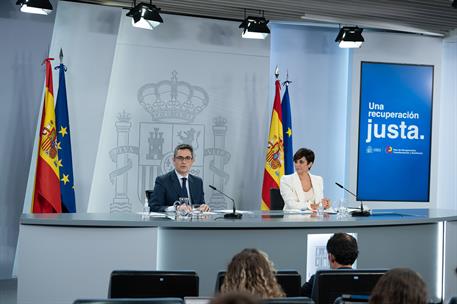 5/10/2021. Rueda de prensa posterior al Consejo de Ministros: Isabel Rodríguez y Félix Bolaños. La ministra de Política Territorial y portav...