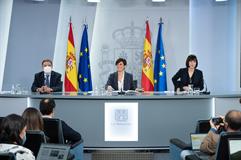 Planas, Rodríguez y Morant durante la rueda de prensa posterior al Consejo de Ministros