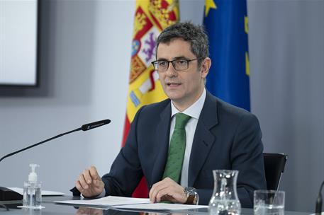 17/12/2021. Rueda de prensa posterior al Consejo de Ministros: Isabel Rodríguez, Félix Bolaños y Miquel Iceta. El ministro de la Presidencia...