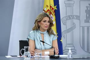 Yolanda Díaz durante su intervención en la rueda de prensa posterior al Consejo de Ministros