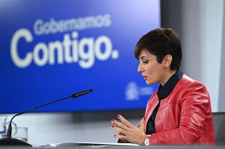 24/10/2023. Rueda de prensa tras el Consejo de Ministros: Isabel Rodríguez. La ministra de Política Territorial y portavoz del Gobierno en f...