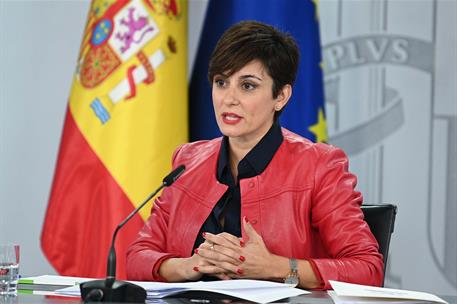 24/10/2023. Rueda de prensa tras el Consejo de Ministros: Isabel Rodríguez. La ministra de Política Territorial y portavoz del Gobierno en f...