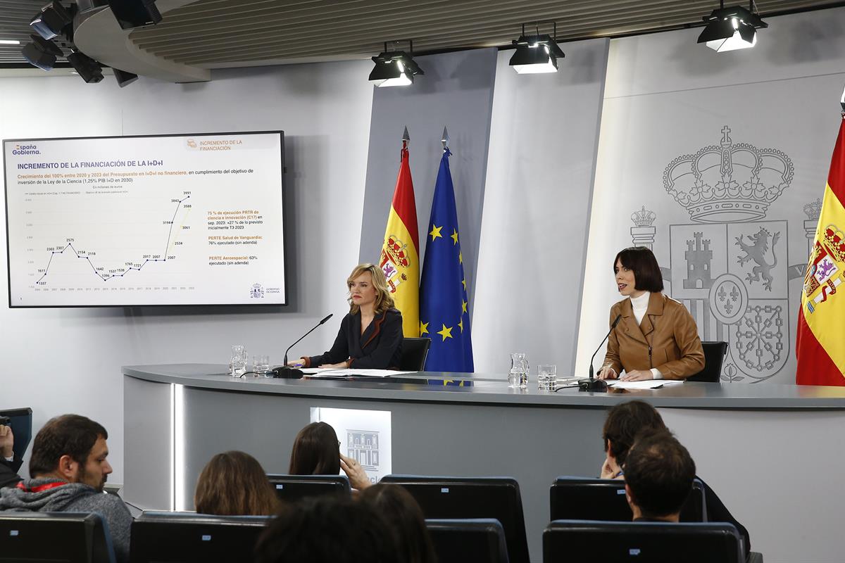 28/11/2023. Rueda de prensa tras el Consejo de Ministros: Pilar Alegría y Diana Morant. La ministra de Educación, Formación Profesional y De...