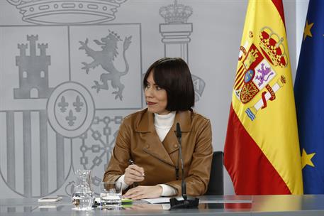 28/11/2023. Rueda de prensa tras el Consejo de Ministros: Pilar Alegría y Diana Morant. La ministra de Ciencia, Innovación y Universidades, ...