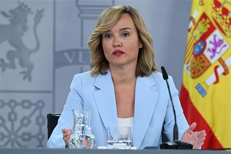 8/10/2024. Rueda de prensa tras el Consejo de Ministros: Pilar Alegría y Yolanda Díaz. La ministra de Educación, Formación Profesional y Dep...