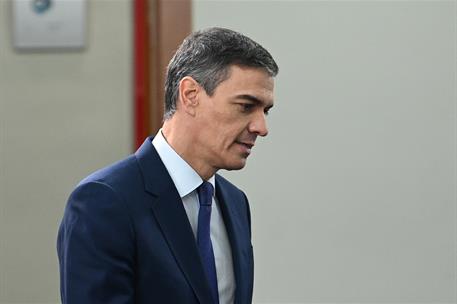 11/11/2024. Comparecencia de Pedro Sánchez tras la reunión del Consejo de Ministros. El presidente del Gobierno, Pedro Sánchez, a su llegada...