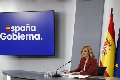 16/01/2024. Rueda de prensa tras el Consejo de Ministros: Pilar Alegría. La ministra de Educación, Formación Profesional, Deportes y portavo...