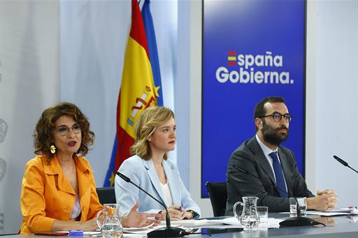 16/07/2024. Press conference after the Council of Ministers. The First Vice-President and Minister for Treasury, María Jesús Montero, the Mi...