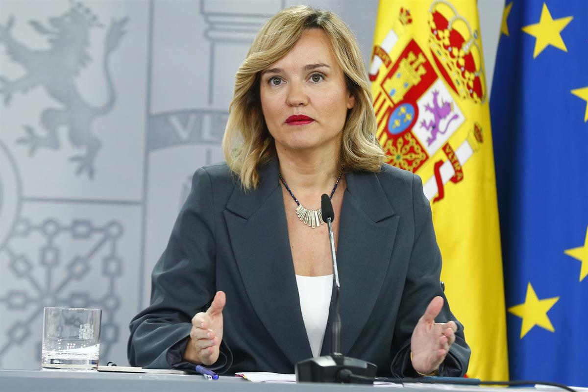 La ministra de Educación, Formación Profesional y Deportes y portavoz del Gobierno, Pilar Alegría, en la rueda de prensa