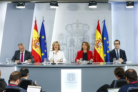 24/09/2024. Rueda de prensa tras el Consejo de Ministros: Pilar Alegría,Teresa Ribera, Ángel Víctor Torres y Carlos Cuerpo. El ministro Ánge...