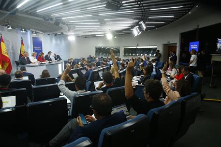 24/09/2024. Rueda de prensa tras el Consejo de Ministros: Pilar Alegría,Teresa Ribera, Ángel Víctor Torres y Carlos Cuerpo. El ministro Ánge...