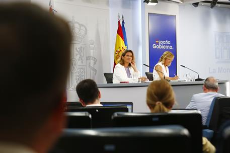 27/08/2024. Rueda de prensa tras el Consejo de Ministros: Teresa Ribera y Pilar Alegría. La vicepresidenta tercera y ministra para la Transi...