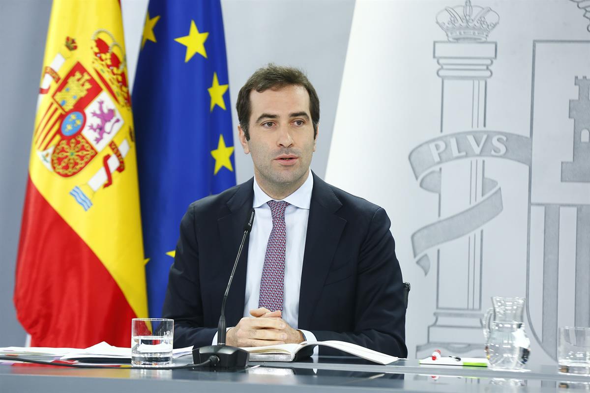 El ministro de Economía, Comercio y Empresa, Carlos Cuerpo, durante su intervención