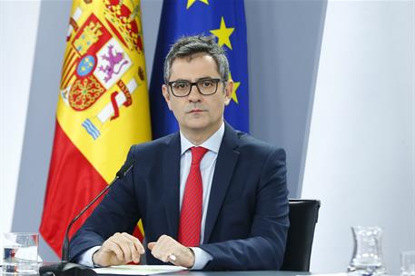 29/10/2024. Rueda de prensa tras el Consejo de Ministros. El ministro de la Presidencia, Justicia y Relaciones con las Cortes, Félix Bolaños...