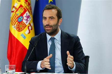 30/07/2024. Carlos Cuerpo. El ministro de Economía, Comercio y Empresa, Carlos Cuerpo, durante la rueda de prensa tras el Consejo de Ministros