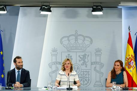 30/07/2024. Rueda de prensa tras el Consejo de Ministro. Carlos Cuerpo, Pilar Alegría y Mónica García comparecen en rueda de prensa tras el ...