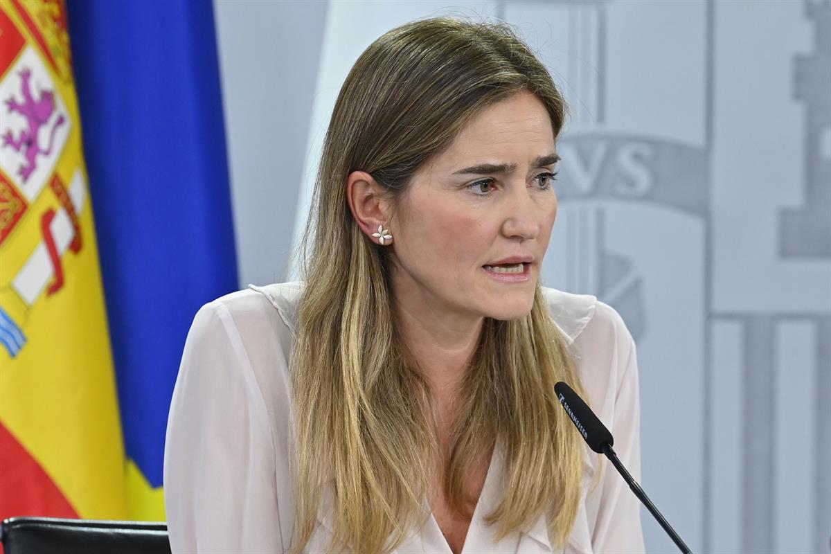 La vicepresidenta tercera y ministra para la Transición Ecológica y el Reto Demográfico, Sara Aagesen., en la rueda de prensa