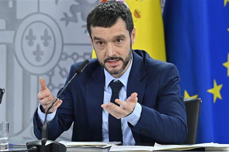 11/02/2025. Rueda de prensa tras el Consejo de Ministros: Pilar Alegría, Yolanda Díaz, Sara Aagesen y Pablo Bustinduy. El ministro de Derech...