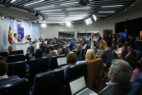 11/02/2025. Rueda de prensa tras el Consejo de Ministros: Pilar Alegría, Yolanda Díaz, Sara Aagesen y Pablo Bustinduy. Sara Aagesen, Pilar A...