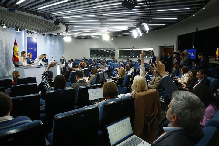 11/02/2025. Rueda de prensa tras el Consejo de Ministros: Pilar Alegría, Yolanda Díaz, Sara Aagesen y Pablo Bustinduy. Sara Aagesen, Pilar A...