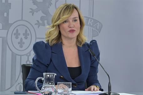 14/01/2025. Rueda de prensa tras el Consejo de Ministros: Pilar Alegría. La ministra de Educación, Formación Profesional y Deportes y portav...