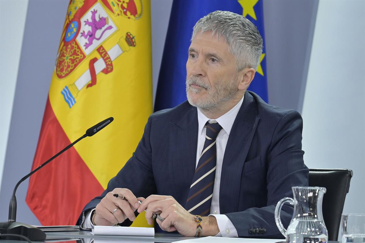 El ministro del Interior, Fernando Grande-Marlaska, durante la rueda de prensa posterior al Consejo de Ministros