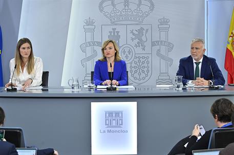 18/03/2025. Rueda de prensa tras el Consejo de Ministros: Pilar Alegría, Sara Aagesen y Ángel Víctor Torres. La ministra para la Transición ...