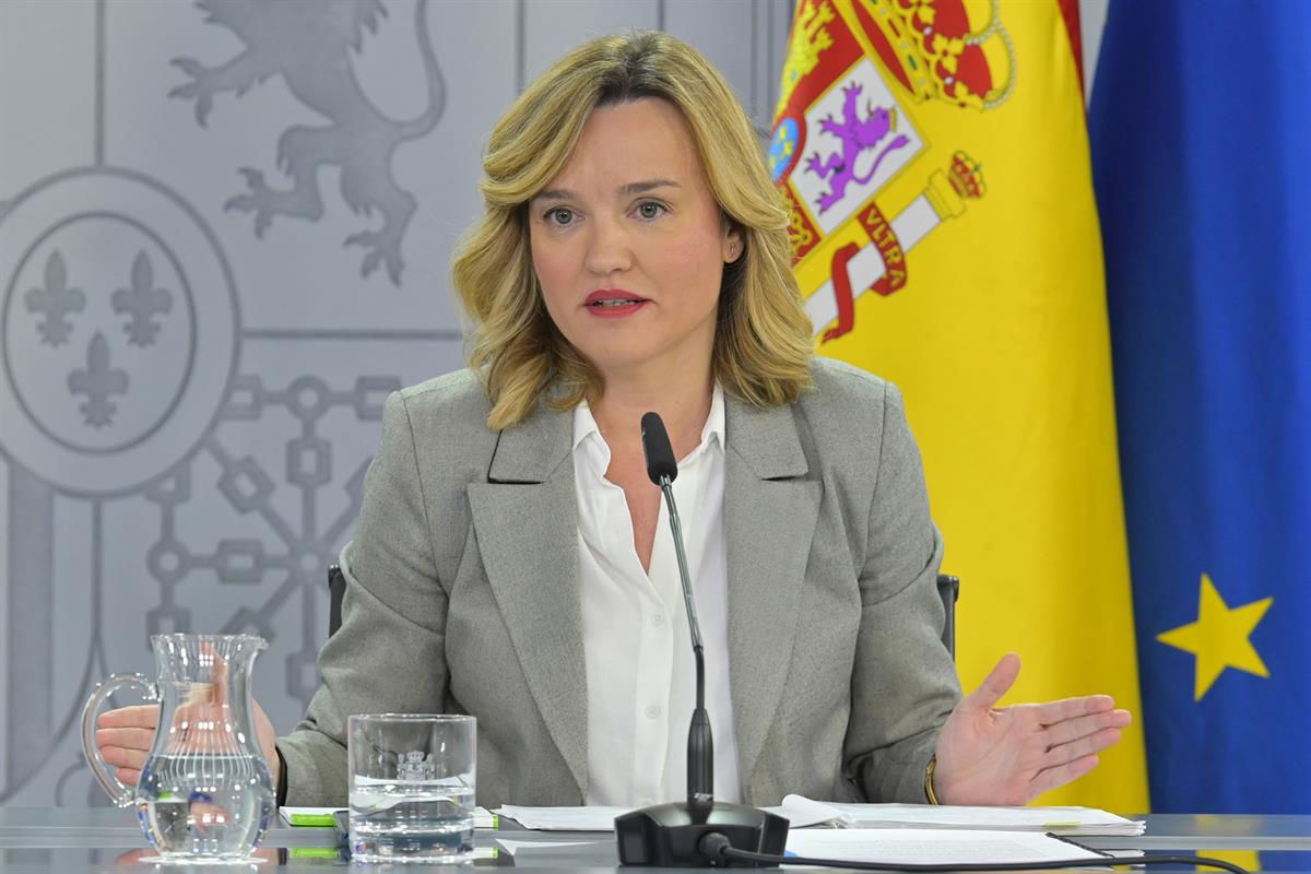 Pilar Alegria durante la rueda de prensa posterior al Consejo de Ministros