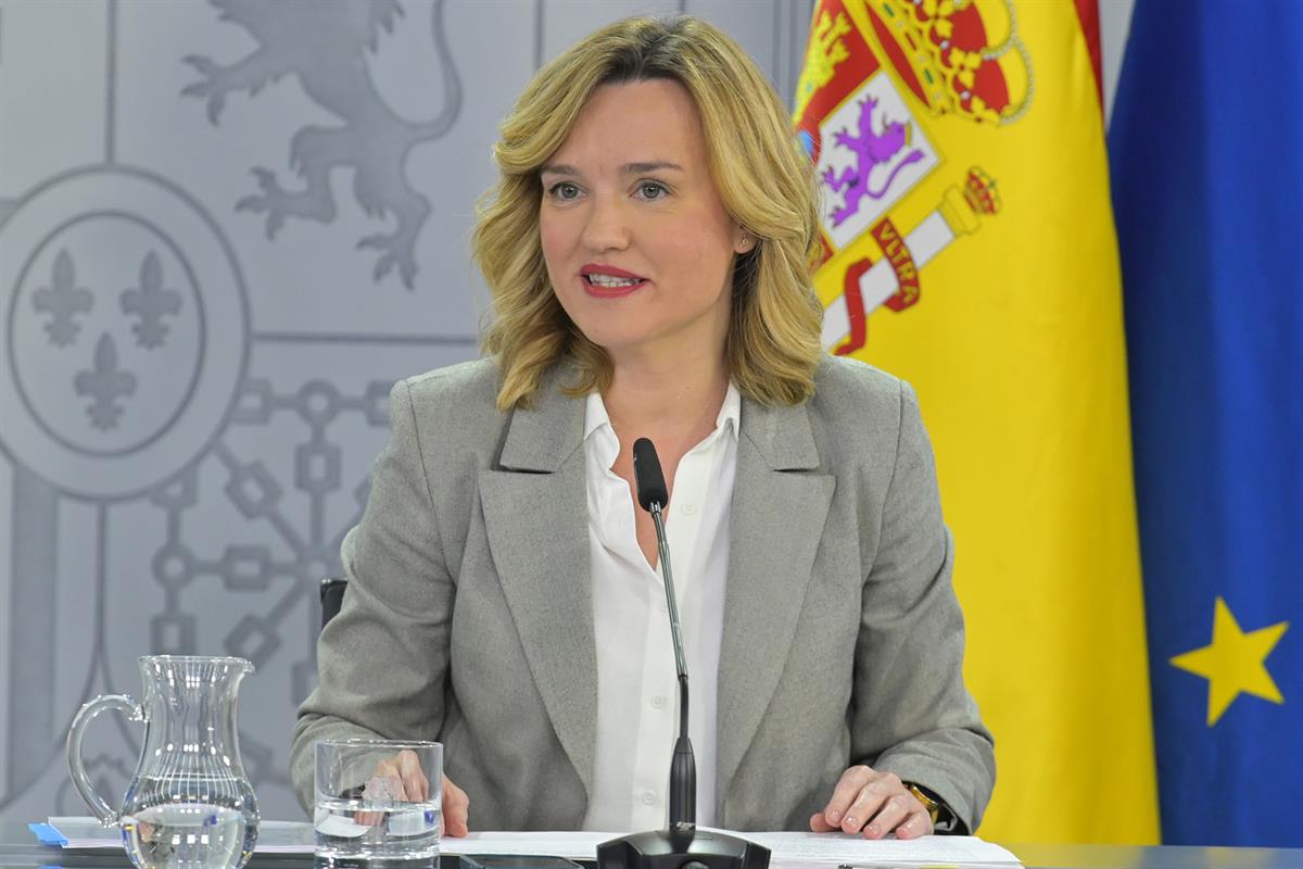 Pilar Alegria durante la rueda de prensa posterior al Consejo de Ministros