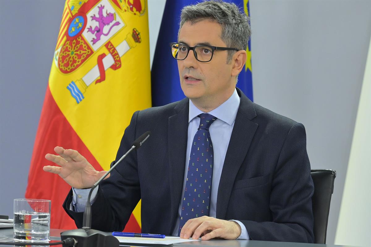 Félix Bolaños durante la rueda de prensa tras el Consejo de Ministros