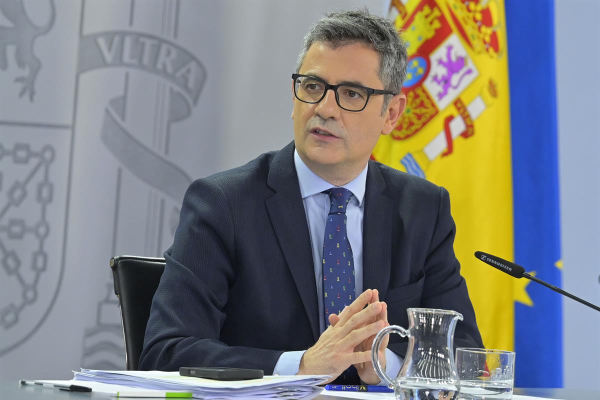 Félix Bolaños durante la rueda de prensa tras el Consejo de Ministros