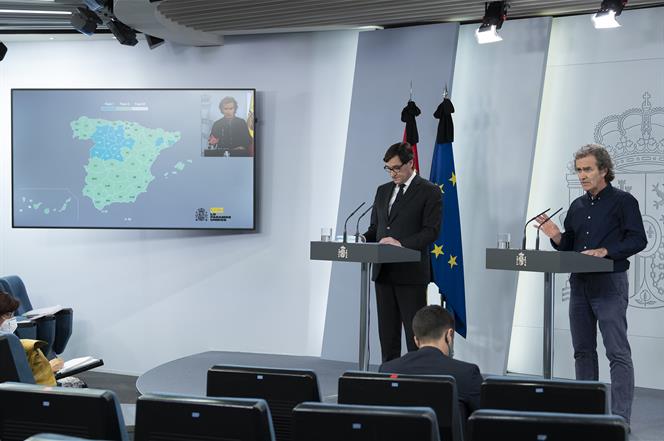 28/05/2020. Rueda de prensa de Salvador Illa y de Fernando Simón. Rueda de prensa del ministro de Sanidad, Salvador Illa y de Fernando Simón...