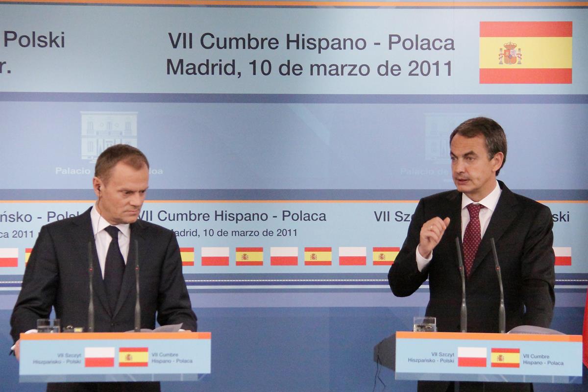 10/03/2011. El presidente del Gobierno recibe al primer ministro de Polonia. El presidente del Gobierno, José Luis Rodríguez Zapatero, junto...