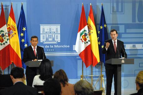 25/01/2012. El presidente del Gobierno recibe al presidente de Perú. El presidente del Gobierno Mariano Rajoy, comparece ante los medios de ...