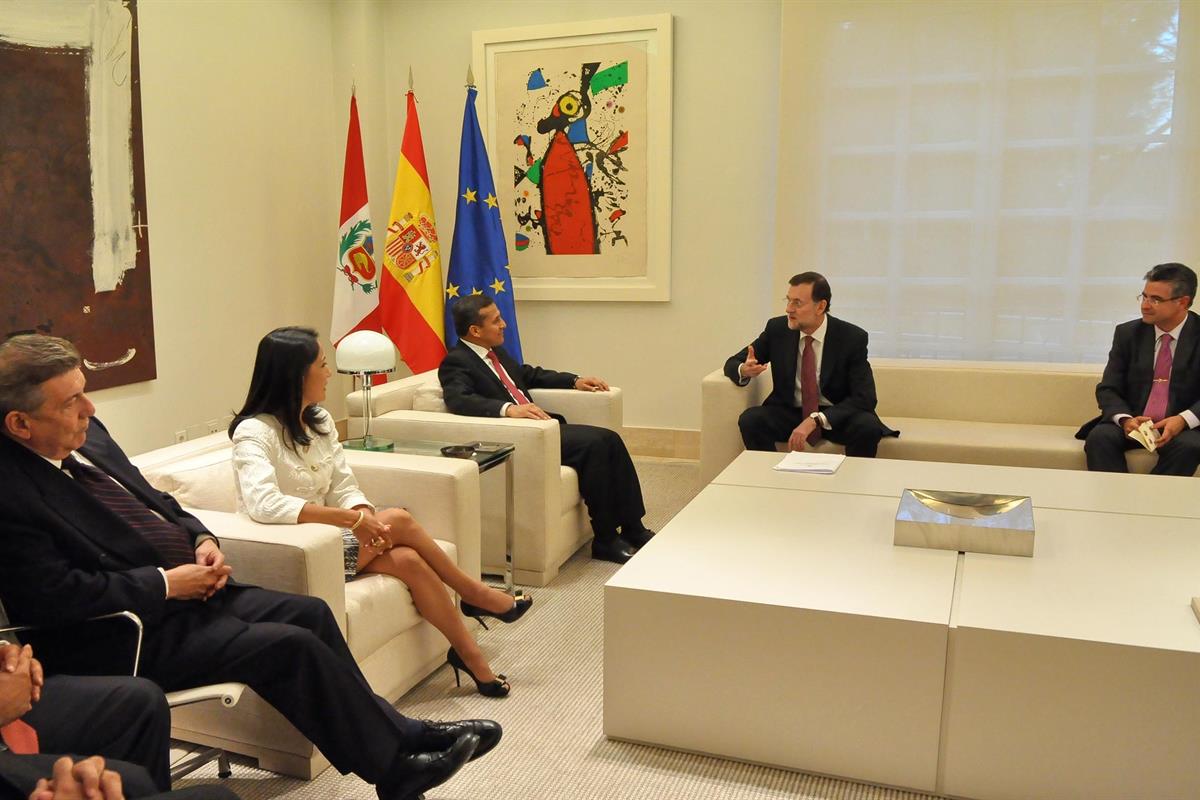 25/01/2012. El presidente del Gobierno recibe al presidente de Perú. El presidente del Gobierno Mariano Rajoy, recibe en el Palacio de La Mo...