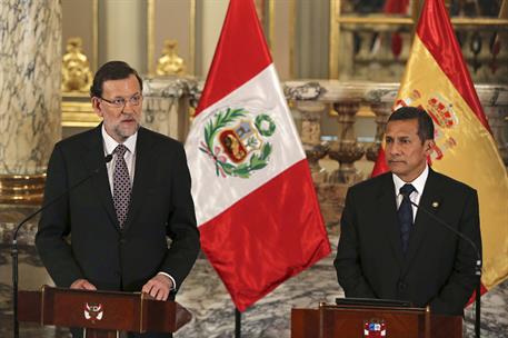 24/01/2013. Viaje del presidente del Gobierno a Perú. El presidente del Gobierno, Mariano Rajoy, junto al presidente de Perú, Ollanta Humala...