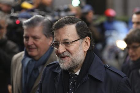 20/12/2013. Mariano Rajoy asiste al Consejo Europeo en Bruselas. El presidente del Gobierno, Mariano Rajoy, a su llegada a la segunda sesión...