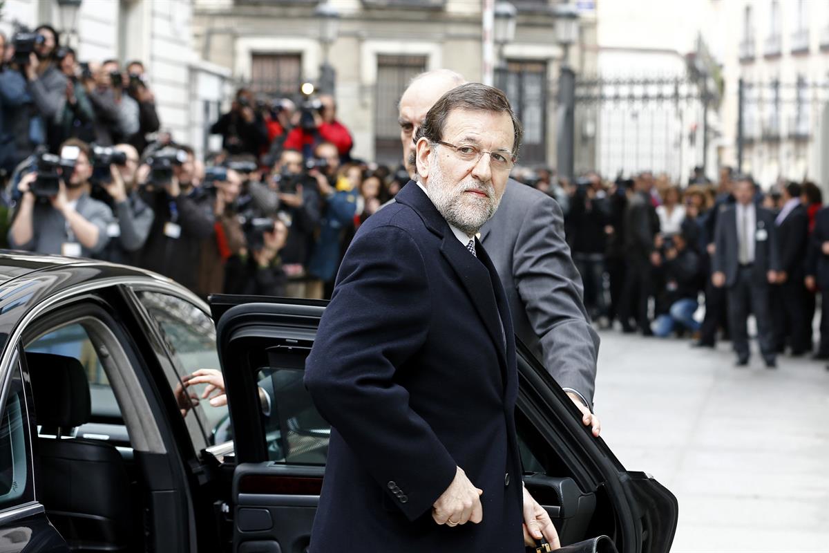 20/02/2013. Debate sobre el estado de la nación. El presidente del Gobierno, Mariano Rajoy, a su llegada al Congreso para participar en el d...