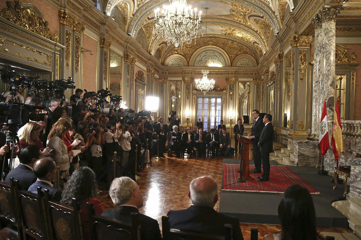 24/01/2013. Viaje del presidente del Gobierno a Perú. El presidente del Gobierno, Mariano Rajoy, junto al presidente de Perú, Ollanta Humala...