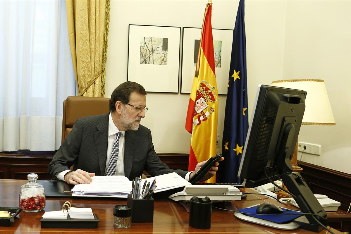 20/02/2013. Debate sobre el estado de la nación. El presidente del Gobierno, Mariano Rajoy, en su despacho antes de su intervención en el de...