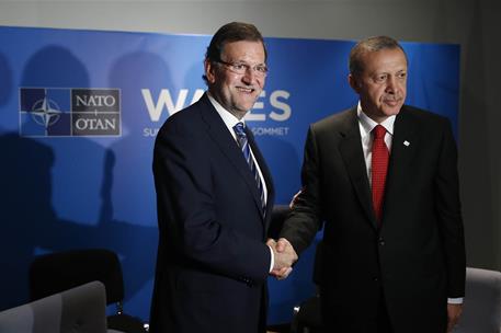 4/09/2014. Rajoy asiste a la Cumbre de la OTAN. El presidente del Gobierno, Mariano Rajoy, se reúne con el presidente de Turquía, Recep Tayy...