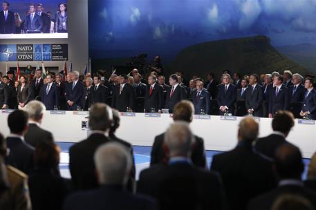 4/09/2014. Rajoy asiste a la Cumbre de la OTAN. El presidente del Gobierno, Mariano Rajoy, en el transcurso de una reunión de trabajo en la ...