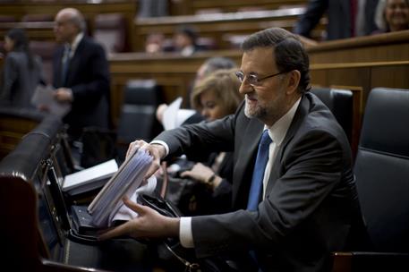 26/02/2014. Rajoy asiste al debate sobre el estado de la nación. El presidente del Gobierno, Mariano Rajoy, durante la segunda sesión del de...